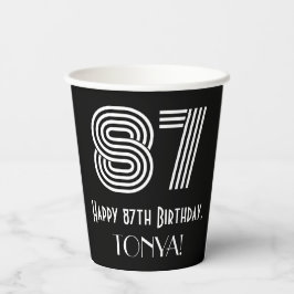 Vasos De Papel 87º cumpleaños — Aspecto inspirado en el Art Deco 