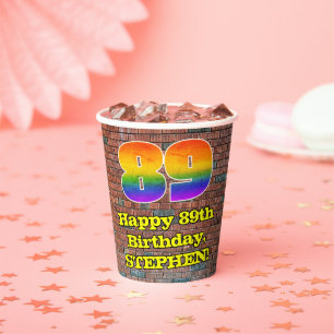 Vasos De Papel 89º cumpleaños: Arcoiris 89 inspirado en graffitis