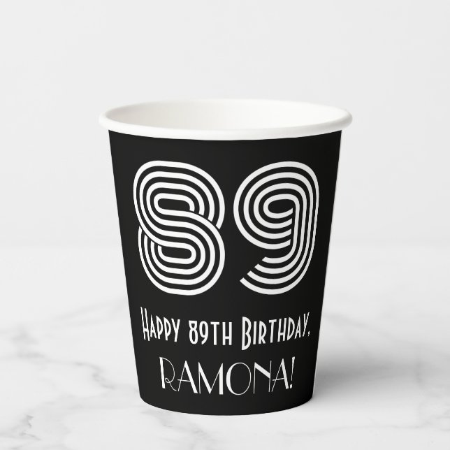 Vasos De Papel 89º cumpleaños — Aspecto inspirado en el Art Deco  (Reverso )