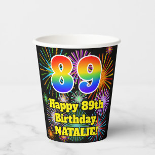 Vasos De Papel 89º cumpleaños: Patrón de fuegos artificiales dive