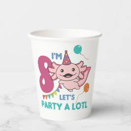Vasos De Papel 8.º cumpleaños Axolotl 8 años Sweet Axolotls