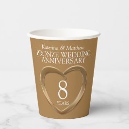 Vasos De Papel 8 años Boda de bronce corazón