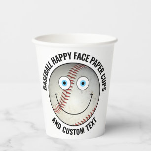 Vasos De Papel 8 x Personalizado Fiesta de béisbol BLUE EYES Happ