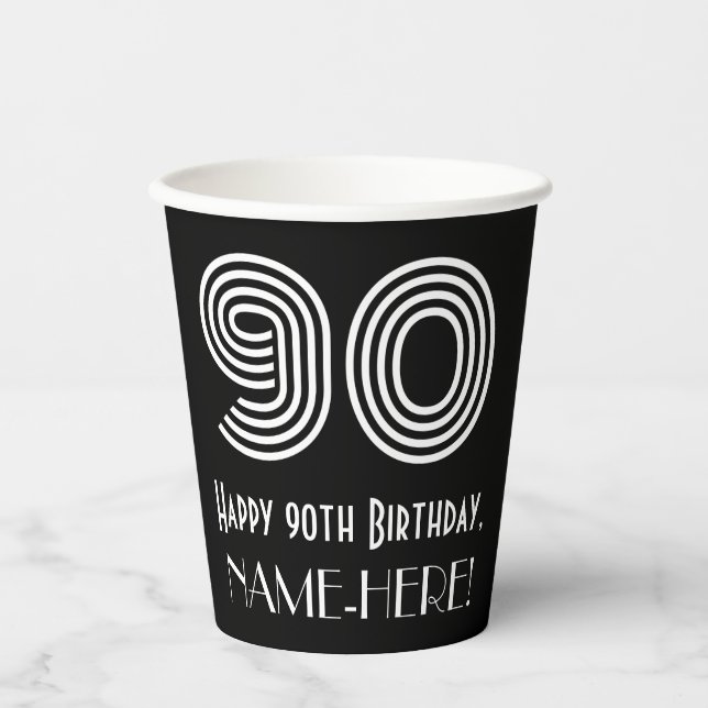 Vasos De Papel 90 Aniversario — Aspecto inspirado por el Art Deco (Anverso)