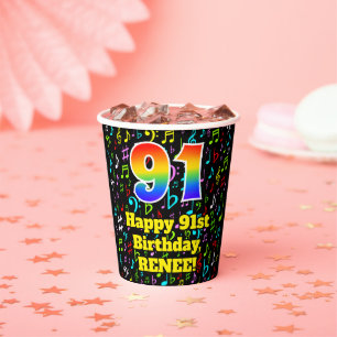 Vasos De Papel 91 Aniversario: Patrón de notas de música divertid