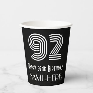 Vasos De Papel 92º cumpleaños — Aspecto inspirado en el Art Deco