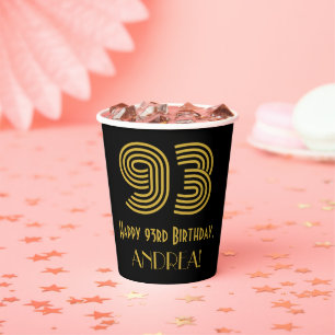 Vasos De Papel 93rd Birthday: Art Deco Inspired Look “93” & Name