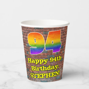 Vasos De Papel 94 Aniversario del nacimiento: Arcoiris 94 inspira