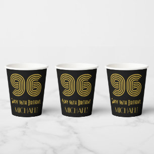 Vasos De Papel 96th Birthday: Art Deco Inspired Look “96” & Name