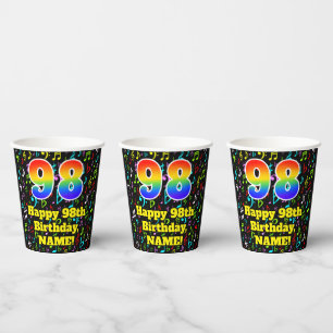 Vasos De Papel 98º cumpleaños: Patrón de notas de música divertid