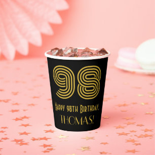 Vasos De Papel 98th Birthday: Art Deco Inspired Look “98” & Name