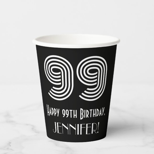 Vasos De Papel 99º cumpleaños — Aspecto inspirado en el Art Deco  (Anverso)