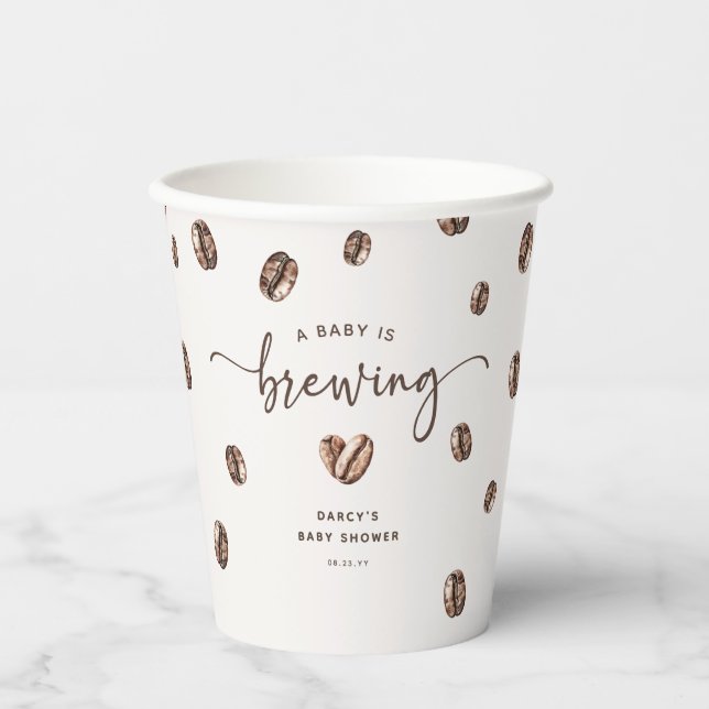 Vasos De Papel 'a Baby is Brewing' Coffee Baby Shower (Anverso)