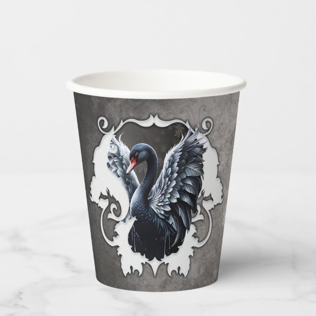 Vasos De Papel A la sombra de la elegancia: un cisne negro. (Anverso)