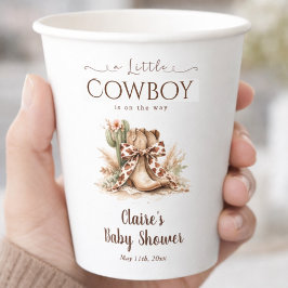 Vasos De Papel A little Cowboy On The Way Western Baby Shower