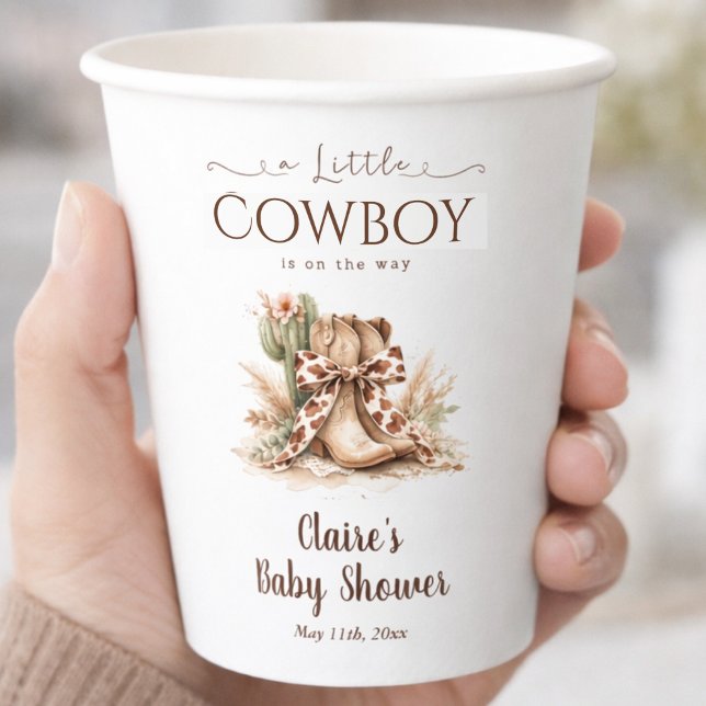 Vasos De Papel A little Cowboy On The Way Western Baby Shower (Subido por el creador)
