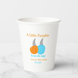 Vasos De Papel A little pumpkin is on it's way baby shower orange
