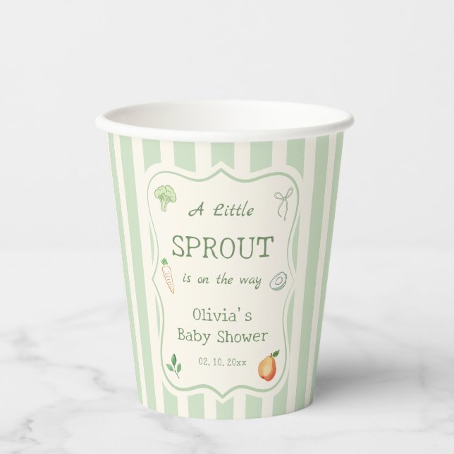Vasos De Papel A Little Sprout Baby Shower  (Anverso)