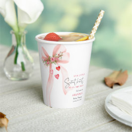 Vasos De Papel A little Sweetheart Pink bow Valentine Baby shower