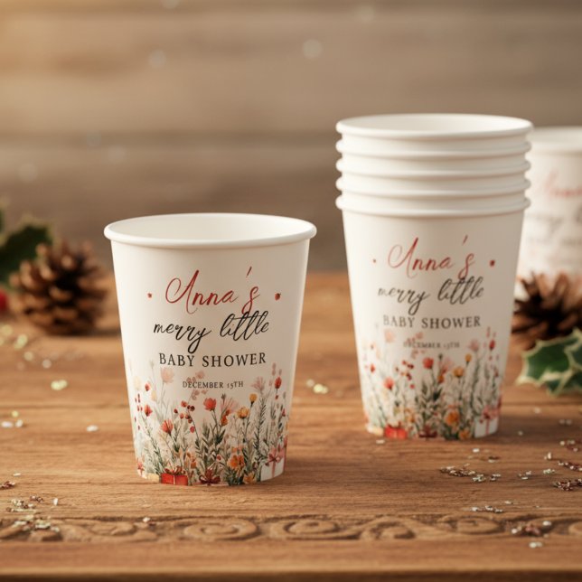 Vasos De Papel A Merry Little Baby Shower Christmas Florals (Subido por el creador)