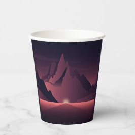Vasos De Papel A mountain sunset illustration       