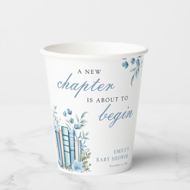 Vasos De Papel A New Chapter Blue Baby Shower (Anverso)
