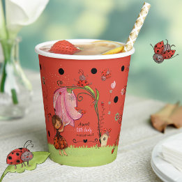Vasos De Papel A Sweet Little Lady Ladybug Baby Shower Paper Cups