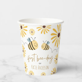 Vasos De Papel Abeja amarilla y girasol modernos