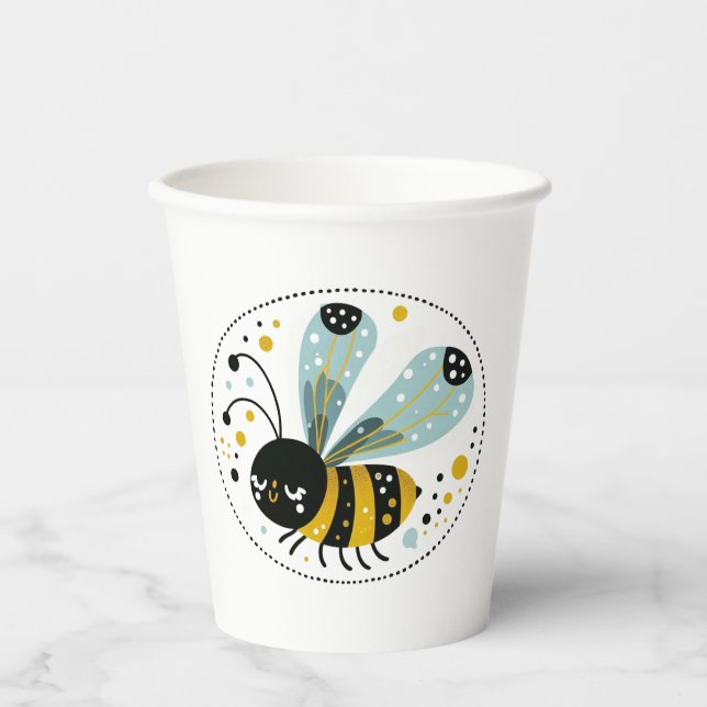 Vasos De Papel Abeja caprichosa soñolienta (Anverso)