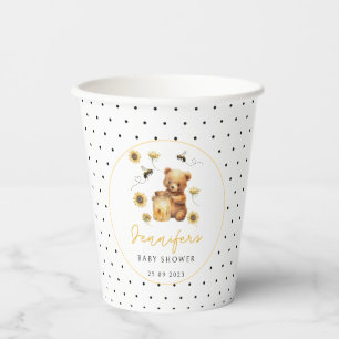 Vasos De Papel Abeja de miel de burbuja amarilla bebé cucharas de