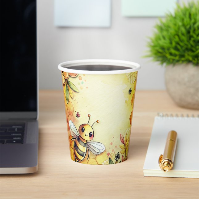 Vasos De Papel Abeja Feliz Panal Abejorro  (in situ)