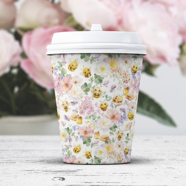 Vasos de Papel Abeja Linda (Cute Baby Bee Paper Cups by Painted Paperie
)