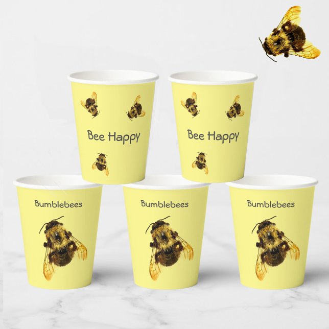 Vasos De Papel Abejas amarillas Abejas Feliz (Subido por el creador)