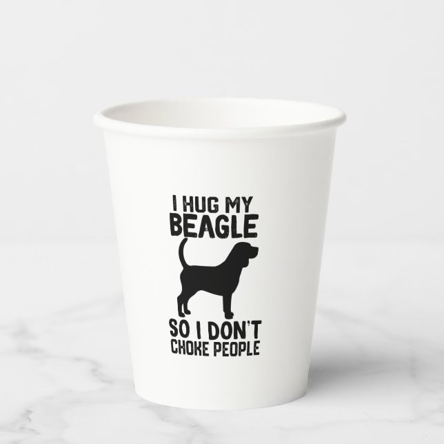 Vasos De Papel Abrazo mi Beagle para no asfixiar a la gente (Anverso)