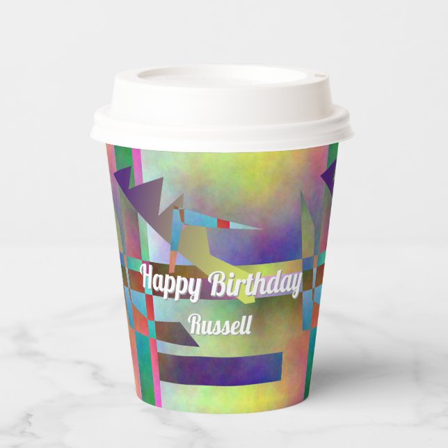 Vasos De Papel Abstract Art Elemental Birthday Party (Anverso)