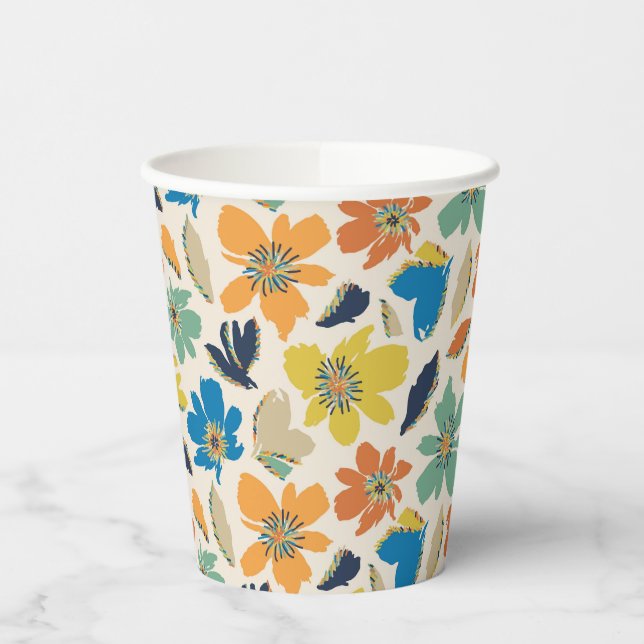 Vasos De Papel Abstract Hand-Drawn Boho Floral Pattern (Izquierda)