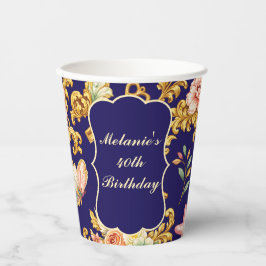 Vasos De Papel Acanthus Dorado Cumpleaños 40