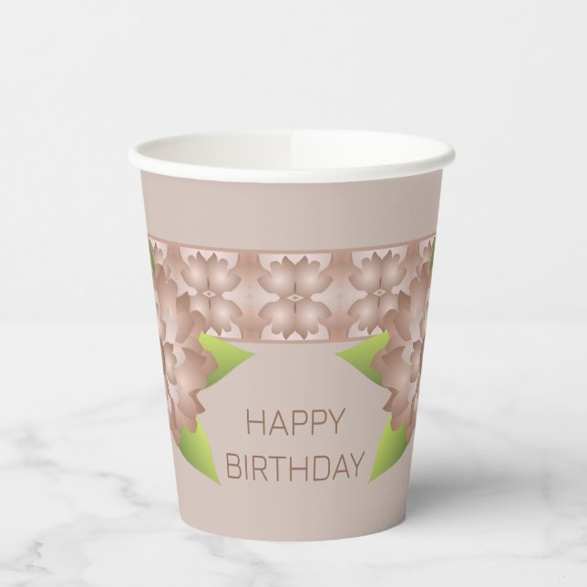 Vasos De Papel Acentuación floral de cobre marrón (Izquierda)
