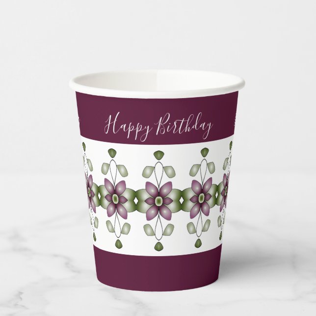 Vasos De Papel Acentuado con estampado floral (Izquierda)