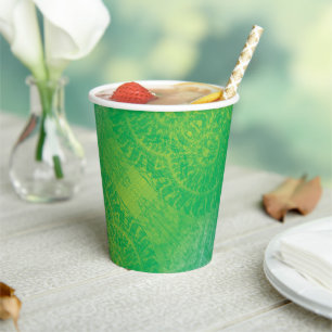 Vasos De Papel Aceptación   Medallones de Boho azul verde amarill