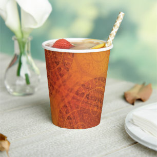 Vasos De Papel Aceptación   Medallones del Boho amarillo Naranja