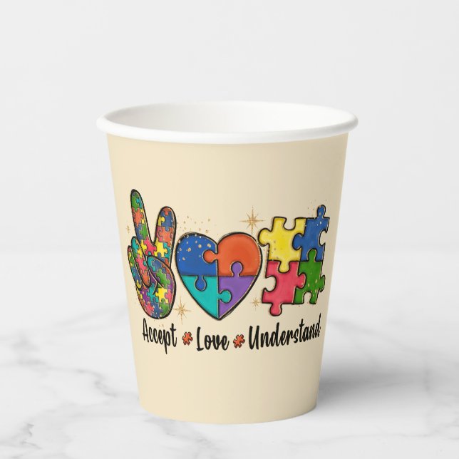 Vasos De Papel Aceptar comprensión del amor - Corazón de concienc (Anverso)