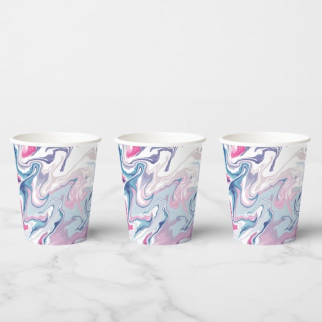 Vasos De Papel Acrílico líquido rosa y azul (Multi)