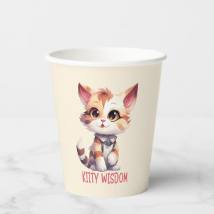Vasos De Papel Actitud de gato despreocupada - Diseño felino lúdi