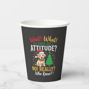 Vasos De Papel Actitud Divertida de Perro en Navidad