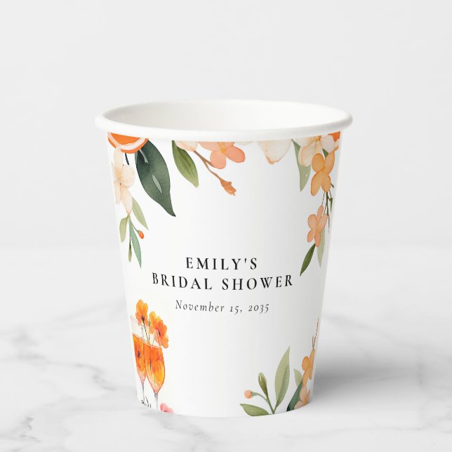Vasos De Papel Acuarela Aperol Spritz Bridal Shower (Anverso)
