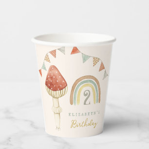 Vasos De Papel Acuarela Baby Mushroom Juguetes bebé Cumpleaños