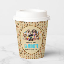 Acuarela Cachorro de perro travieso cumpleaños