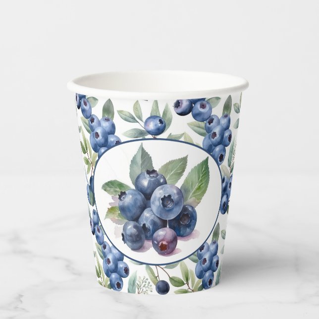 Vasos De Papel Acuarela Cuate Blueberries (Anverso)