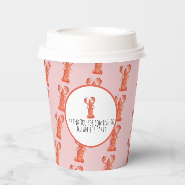 Vasos De Papel Acuarela de bogavante de marisco Cangrejo de hierb (Anverso)